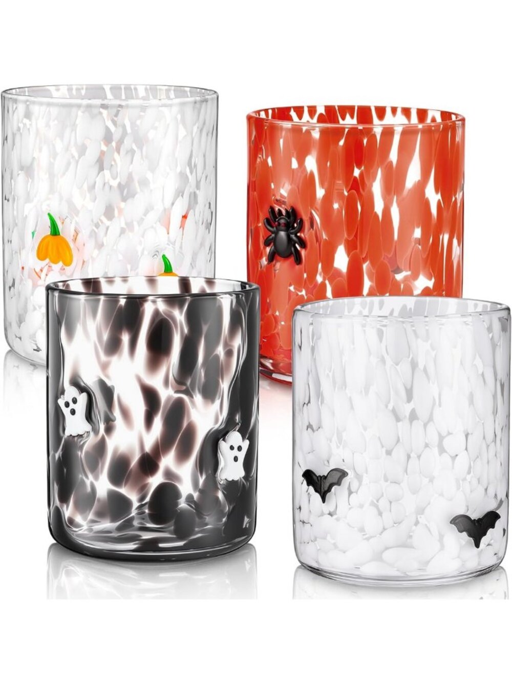 Set of 4 Halloween Juice Glasses - 16 oz Fall Drinkware for Parties & Decor